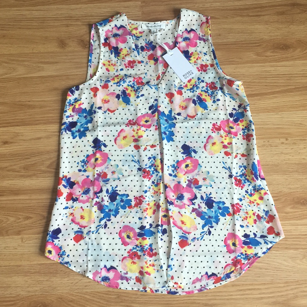 Rose+Olive Floral Sleeveless Blouse